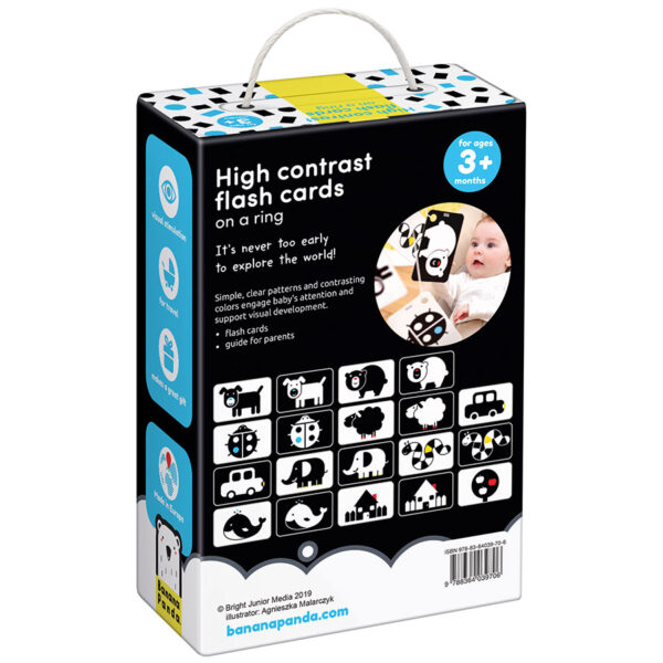 High Contrast Flash Cards on a ring 3m+ visual stimulation high contrast baby cards