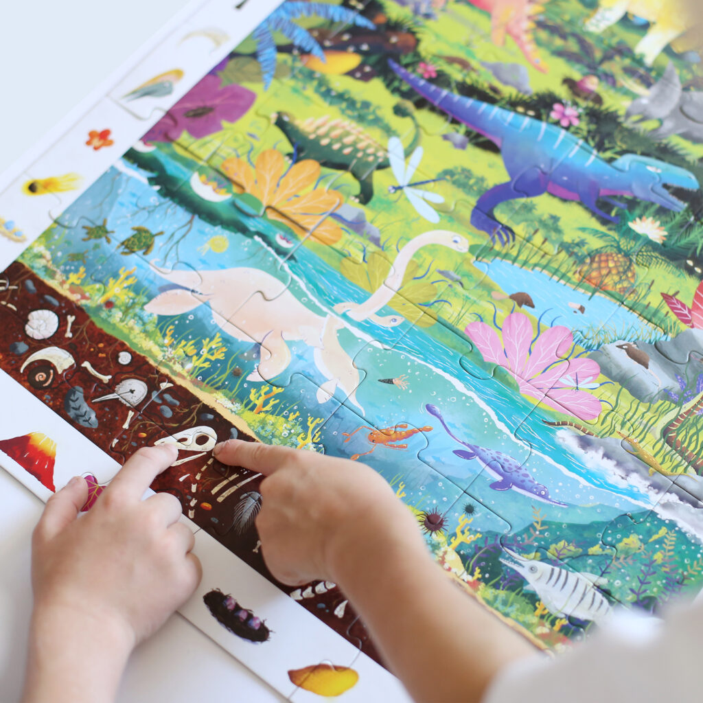 Dinosaurs jigsaw puzzle and educational poster - Observation Puzzle Dinosaurs